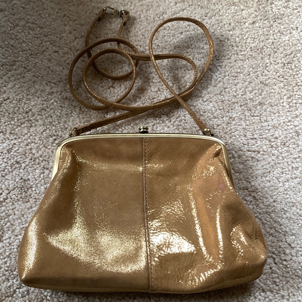 Gold Patent Leather Crossbody Bag - Women's Shoulder Purse